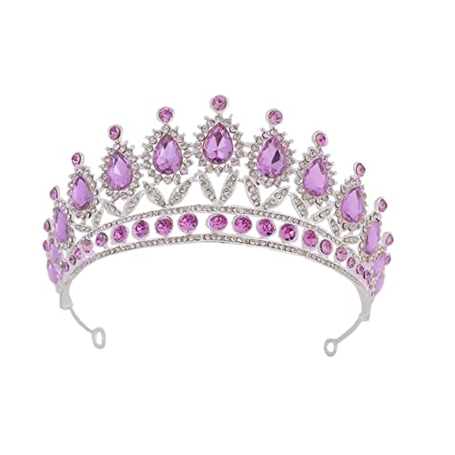 1 Stück violette Krone mit Diamant-Dekor, lila Schmuck, Mädchen-Accessoires, Festzug-Mädchen-Diamant, bezaubernder Braut-Kopfschmuck, Strass, bezauberndes Braut-Hochzeitskleid (Color : Assorted Color von YPOSPDD