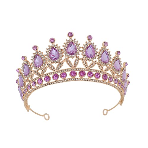 1 Stück violette Krone mit Diamant-Dekor, lila Schmuck, Mädchen-Accessoires, Festzug-Mädchen-Diamant, bezaubernder Braut-Kopfschmuck, Strass, bezauberndes Braut-Hochzeitskleid (Color : Assorted Color von YPOSPDD