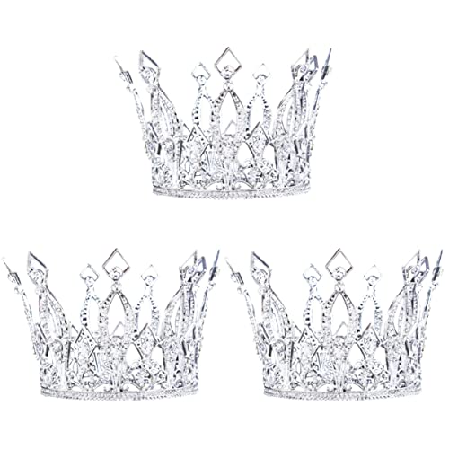 2 Stück Diademe mit Strasssteinen, Damen-Accessoires, mittelalterliche Kronen, Party, Festzug, Gold, Geburtstag, Hochzeit for Haare, durchsichtig, Königin, Königlich, runder Schmuck, kaiserliches Gold von YPOSPDD