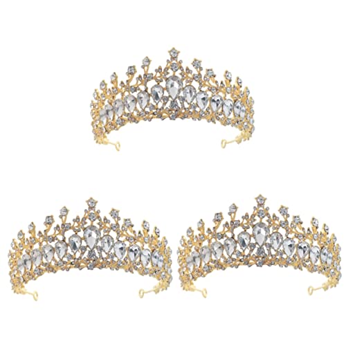 3 Stück Brautjungfern-Haarschmuck, Hochzeits-Stirnband, Kristall-Stirnband, Hochzeit, Braut-Tiara, Brautjungfern-Tiara, Strass-Königin-Tiara, Brautkrone, Kopfbedeckung, Krone, rotes Braut-Haarteil (C von YPOSPDD