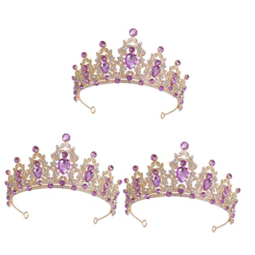 3 Stück Damen Krone Strass Kopfschmuck Mädchen Stirnband Kopfschmuck for Frauen Hochzeit Tiara Geburtstag Kopfbedeckung Hochzeit Haarschmuck Festival Foto Requisite Dekorativer Kopfschmuck Braut (Col von YPOSPDD