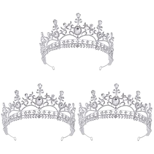 3 Stück Hochzeit Strass Kronen Festzug Tiara Kronen Vintage Strass Krone Kristall Braut Tiara Hochzeit Tiara Kopfschmuck (Color : Silverx2pcs, Size : 18X18CMx2pcs) von YPOSPDD