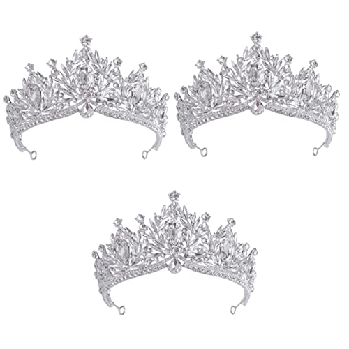 3 Stück Mädchen Kristall Haar Strass Königin for Kronen Schmuck Zubehör Tiara Hochzeit Braut Mädchen Geburtstag Tiaras Frauen Silber Abschlussball Zubehör Krone Braut Prinzessin (Color : Silverx2pcs von YPOSPDD