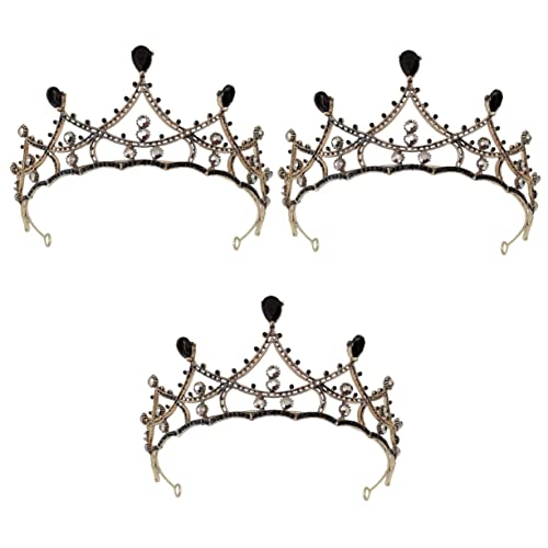 3 Stück schwarze Krone Braut Haarteile Cintillos Para schwarze Stirnbänder for Frauen Braut Tiara Hochzeit Strass Tiara Brautkronen Tiaras for Bankette Strass Kronen Pawpaw (Color : Black, Size : 16 von YPOSPDD