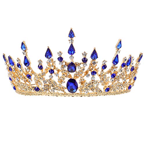 Barocke Brautkrone, edles Kristall-Abschlussball-Tiara, Prinzessin, Hochzeitskrone, Stirnband for Frauen (Color : Blue) von YPOSPDD