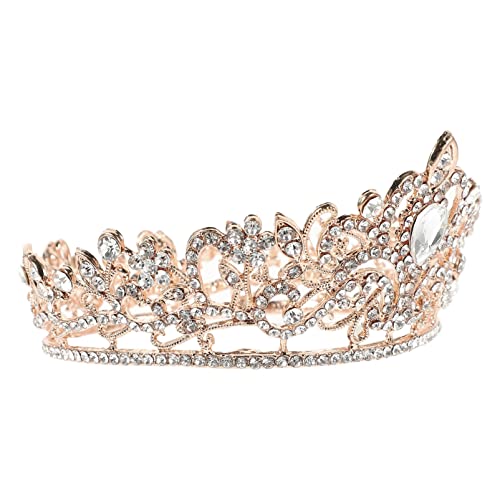 Barocke Königin Krone Stirnband Gold Braut Strass Hochzeit Krone Tiaras Kristall Hoop Vintage Band Zubehör for Frauen und Mädchen (Color : Rose Gold) von YPOSPDD