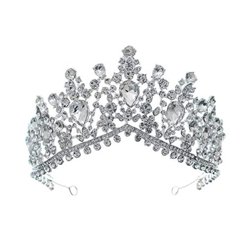 Barocke Kristall-Tiara, gotischer Hochzeits-Kopfschmuck, Vintage-Königin-Haarschmuck for Frauen und Mädchen (Color : Silver) von YPOSPDD