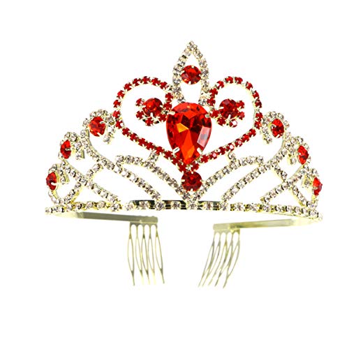 Barocke Kristall-Tiara-Krone, Vintage-Strasssteine, Hochzeit, Braut-Stirnband, Prinzessinnen-Krone mit Kämmen for Frauen und Mädchen (Color : Gold) von YPOSPDD