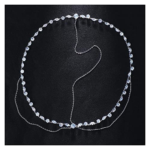 Boho Braut Hochzeit Kopfkette Exquisite Zirkonia Blatt Stirn Stirnband Kette Haarschmuck for Frauen Kopfbedeckung Kopfbedeckung (Color : Sliver Tassel) von YPOSPDD