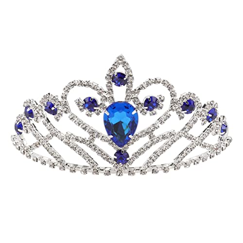 Braut-Kopfschmuck, barocke Tiara-Krone for Frauen und Mädchen, Hochzeitskrone mit Kristall-Strasssteinen, Vintage-Braut-Tiara, Geburtstags-Königin-Krone, Stirnband-Kopfschmuck (Color : Blue) von YPOSPDD