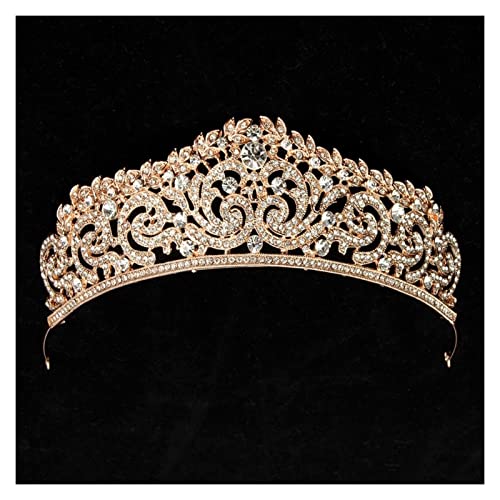 Braut Tiaras Krone Hochzeit Haarschmuck Braut Kopfschmuck Festzug Strass Diadem Haarbänder (Color : Khaki) von YPOSPDD