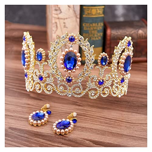 Braut Tiaras Kronen Hochzeit Haarschmuck Diadem Abschlussball Festzug Krone (Color : Navy) von YPOSPDD