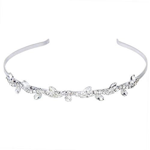 Brautjungfern-Geschenke, Perlen, Strasssteine, Blumen-Stirnbänder: Kristall-Haarband, Braut-Tiaras, Hochzeits-Haarschmuck for Frauen und Mädchen, Brautgeschenke (Color : Silver 1) von YPOSPDD