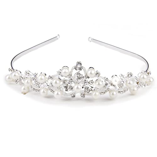 Brautjungfern-Geschenke, Perlen, Strasssteine, Blumen-Stirnbänder: Kristall-Haarband, Braut-Tiaras, Hochzeits-Haarschmuck for Frauen und Mädchen, Brautgeschenke (Color : Silver 4) von YPOSPDD