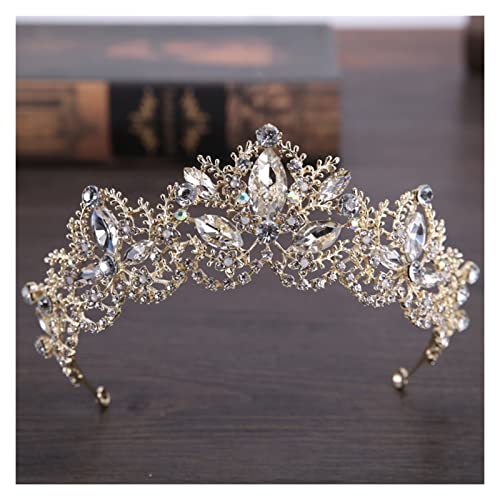 Brautkronen-Tiaras, hellgoldene Diadem-Tiaras for Frauen, Braut, Hochzeitshaar von YPOSPDD