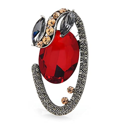 Brosche Pin Erstellt Brosche Mode Pin Geschenk Frauen Kristall Runde ES for Frauen Männer 3-Farben-Blume Elegante Party Büro Pins Schmuck Abzeichen (Color : Red) von YPOSPDD