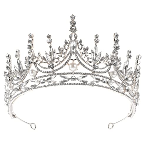 Damen-Stirnbänder, Kristall-Hochzeits-Tiara, Braut, Perlenkronen, Strass-Stirnband, Haarband, Prinzessin, Geburtstagsfeier, Tiaras, Zubehör for Frauen und Mädchen, goldenes Damen-Stirnband (Color : S von YPOSPDD