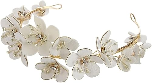 Ein Blumen-Stirnband, Tiara, Krone, Hochzeit, Braut, Prinzessin, Stirnbänder, Haarschmuck, Kristallperlen, Accessoires, Braut-Kopfschmuck von YPOSPDD