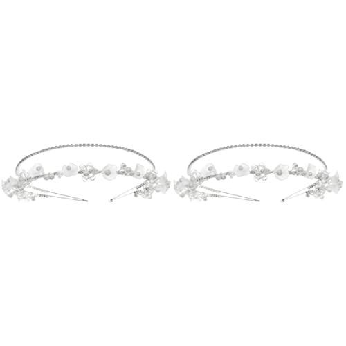 Elegante Accessoires Haarband Stirnband Tiara Frauen Hochzeit Geburtstag Blume Kristall und Blätter Strass Mädchen Braut for Haar Perlen Hoop Braut Mädchen Kopfschmuck Zubehör mit (Farbe: Silberx2St ( von YPOSPDD