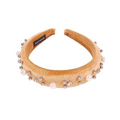 Haarnadel, 1 Stück, Kopfbedeckung, Kopfwickel for Damen, modisch, Damen-Stirnbänder, Kopfbedeckung, Vintage-Haarband, Stirnband, Haarschmuck, Schal, Kopfbedeckung, Haarband, rosa Edelstein (Farbe: Dun von YPOSPDD