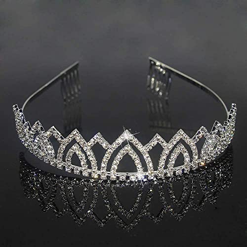 Haarnadel, Kristall-Brautkrone, versilbert, Strass, Prinzessinnen-Tiaras for Frauen, Hochzeit, Haarschmuck, Geschenk (Size : 3) von YPOSPDD