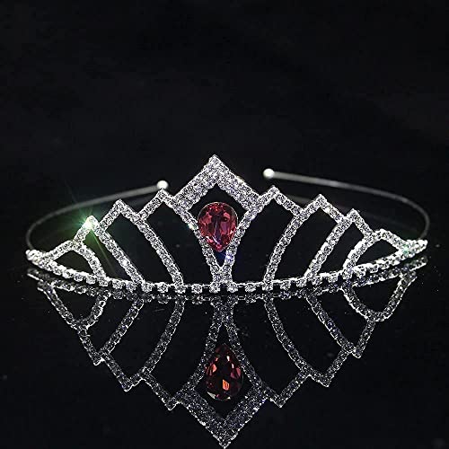 Haarnadel, modische Kristall-Prinzessin-Diademe und Kronen for Mädchen und Frauen, Strass-Party, Brautkrone, Stirnband, Hochzeit, Haarschmuck (Size : Red) von YPOSPDD