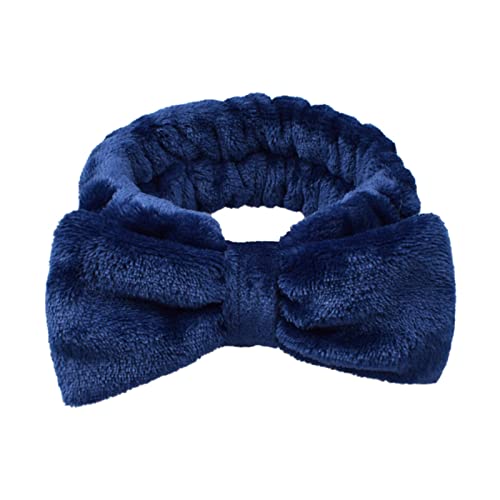 Haarnadel-Haarband for Damen, waschbares Gesichts-Stirnband, weiches Stoff-Kosmetik-Haarband, Bowtie-Design, Spa-Stirnband for Waschen des Gesichts, Dusche, Sport, Rot (Color : Navy Blue) von YPOSPDD