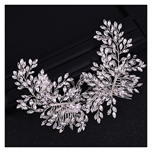 Haarnadel Haarkämme Braut Stirnbänder Tiara Hochzeit Haarschmuck Blumenkristall Haarkamm Haarband (Color : Khaki, Size : One Size) von YPOSPDD