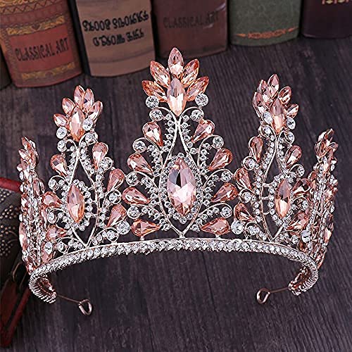 Haarnadel Luxus Prinzessin Königin Frauen Mädchen Braut Braut Hochzeit Haarschmuck Kristall Tropfen Gold Rot Weiß Grün Krone Tiara (Size : Blue) von YPOSPDD