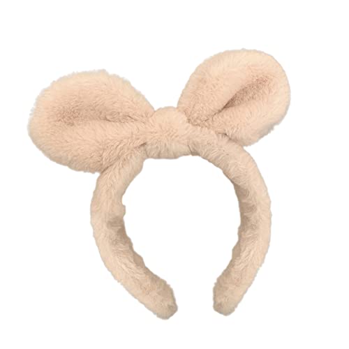 Haarnadel-Make-up-Stirnband, Plüsch-Stirnband for Hautpflege, Yoga, Gesichtswaschen, Dusche, Schleife, Spa-Stirnband for Frauen und Mädchen, Gesichts-Make-up-Haarwickel, 2 Stück (Color : Beige) von YPOSPDD