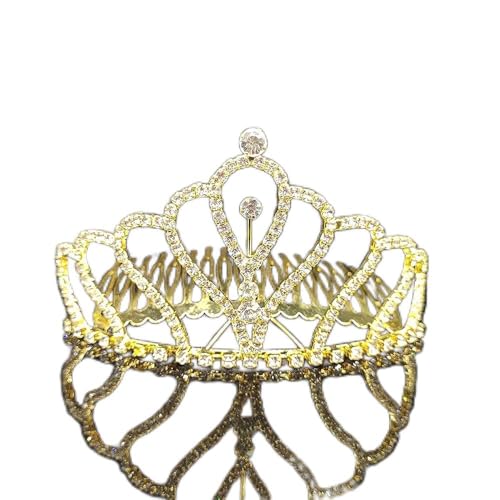 Haarnadel Mode Kristall Braut Haarkämme Hochzeit Haarschmuck Gold Strass Tiaras und Kronen Party Haarschmuck (Color : Gold, Size : 2) von YPOSPDD