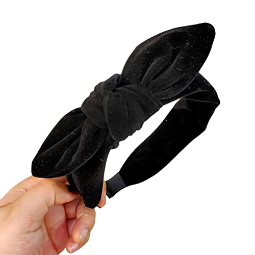 Haarnadel-Retro-Bowknot-Stirnbänder for Mädchen und Frauen, einfarbig, Schleife, Damen-Haarreifen, Haarschmuck, Damen-Haarband, Hasenohren, Haarreifen, Rot (Color : Black) von YPOSPDD