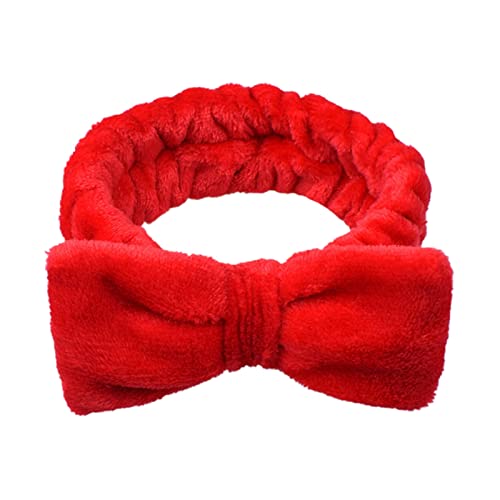 Haarnadel-Spa-Stirnband for Frauen, Schleife, Korallen-Fleece-Haarband for Waschen des Gesichts, Dusche, Sport, Schönheitspflege, Handtuch-Stoff-Stirnband, Make-up-Entfernung, Rot (Color : Red) von YPOSPDD