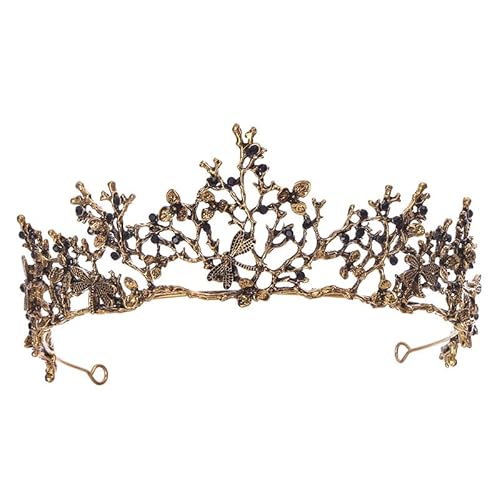 Haarschmuck, Haarschmuck, Kronen-Tiaras for Damen, Vintage-Stil, Barock, Schwarz, Königin-Tiaras, Krone, Diadem, Kristall, Strass, Braut-Haarschmuck, Kopfschmuck, Hochzeit, Haarschmuck von YPOSPDD