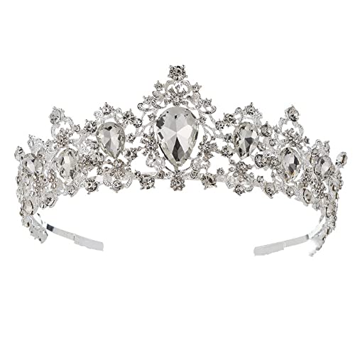 Haarschmuck Krone Tiaras for Frauen Barock Krone Rot Blau Grün Kristall Braut Tiaras Krone Vintage Gold Haarschmuck Hochzeit Strass Diadem Festzug Kronen von YPOSPDD