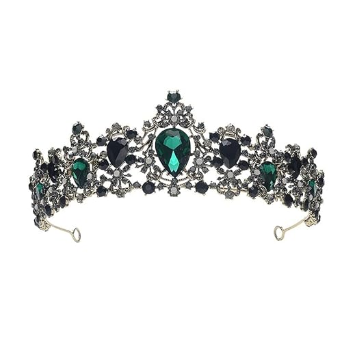 Haarschmuck Krone Tiaras for Frauen Barock Krone Rot Blau Grün Kristall Braut Tiaras Krone Vintage Gold Haarschmuck Hochzeit Strass Diadem Festzug Kronen von YPOSPDD