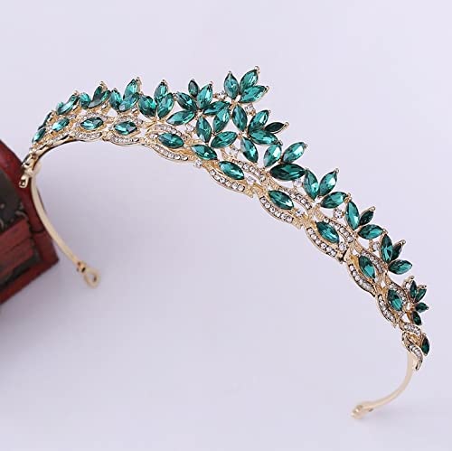 Haarschmuck Krone Tiaras for Frauen Prinzessin Krone Diadem Grün Blau Orange Strass Kopfschmuck Kopf Kristall Tiara Braut Hochzeit Haarschmuck Zubehör von YPOSPDD