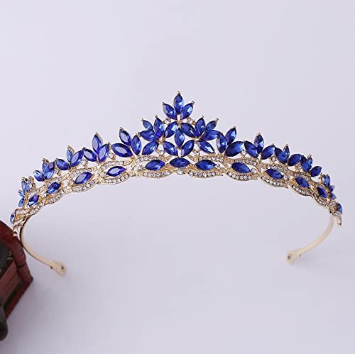 Haarschmuck Krone Tiaras for Frauen Prinzessin Krone Diadem Grün Blau Orange Strass Kopfschmuck Kopf Kristall Tiara Braut Hochzeit Haarschmuck Zubehör von YPOSPDD