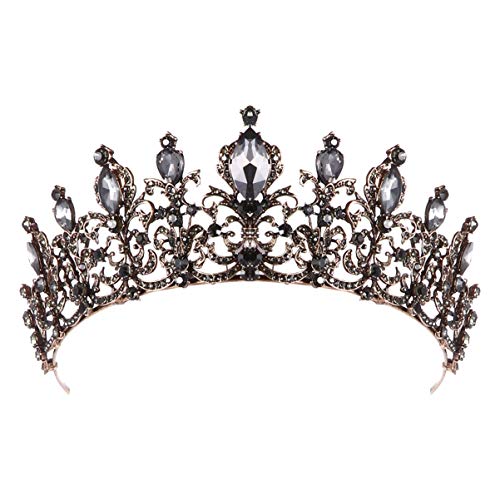 Hochzeit Tiara Barock Kristall Strass Braut Prinzessin Krone Tiara Kopfschmuck Stirnband Haarschmuck for Frauen Krone (Color : Black) von YPOSPDD