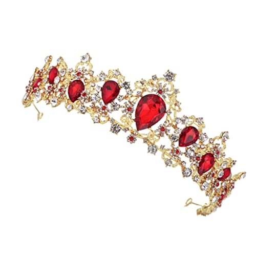 Kristall Stirnband Haarschmuck for Mädchen Toupet for Frauen Barock Königin Tiara Vintage Tiara Barock Haarschmuck Hochzeit Kopfschmuck Braut Krone Mode Kopfbedeckung Strass Perücke (Color : Red, Si von YPOSPDD