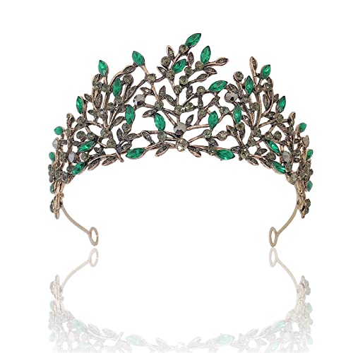 Kronen-Tiaras, Hochzeit, Braut-Haarschmuck, Bronze-Blatt-Tiara-Kopfschmuck (Color : Khaki, Size : One Size) von YPOSPDD