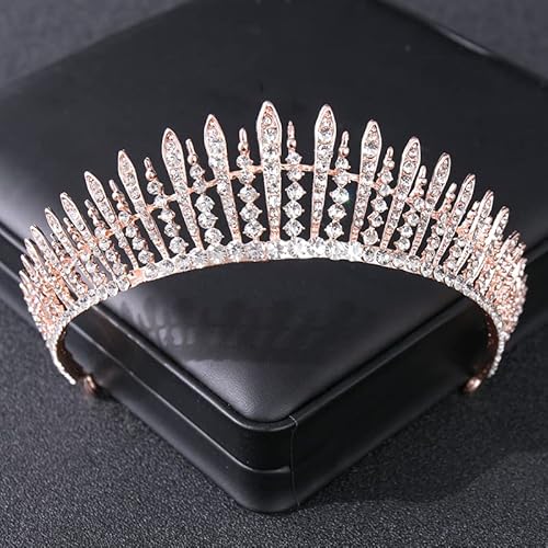 Kronen-Tiaras for Damen, Haarschmuck, Barock-Kristall-Strass-Krone, Tiara, Stirnband, Diadem for Damen, Mädchen, Braut, Hochzeit, Haarschmuck, Schmuck, Tiaras und Kronen, Krone (Size : Gold) von YPOSPDD