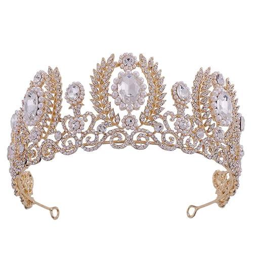 Kronen-Tiaras for Damen, Haarschmuck, Kristall-Stirnband, Braut-Kopfschmuck, Strass-Perlen, Hochzeitskrone, Braut-Tiaras, Haarschmuck, Zubehör, Krone (Size : Silver Plated) von YPOSPDD