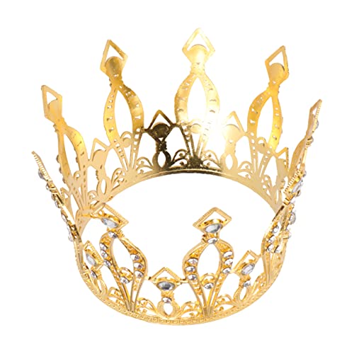 Kuchendekorationen Splitter-Tiara-Kristall for Frauen, Strass-Hochzeits-Tiara-Stirnband, runde Prinzessin-Haar-Accessoires for Frauen-Mädchen-Abschlussball-Geburtstags-Kostüm-Party-Braut-Haarteile (C von YPOSPDD