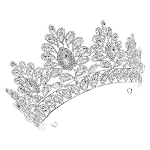 Mädchen Braut Barock Party Braut Silber for Frauen Blume Diamant Mädchen Zarte Kristall Legierung Strass Abschlussball Halloween Feier Handgefertigte Tiara Bankett Kopfschmuck Vintage Abschlussball Ti von YPOSPDD