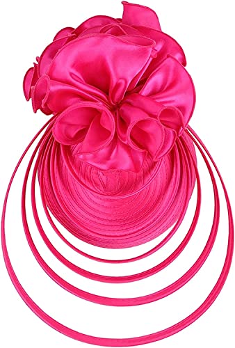 Mesh-Fascinator for Damen, Federn-Teeparty-Hut, Schleier-Stirnband mit Haarspange, Flapper-Hut, 1920er-Jahre-Fascinator-Stirnband (Color : Pink, Size : One Size) von YPOSPDD