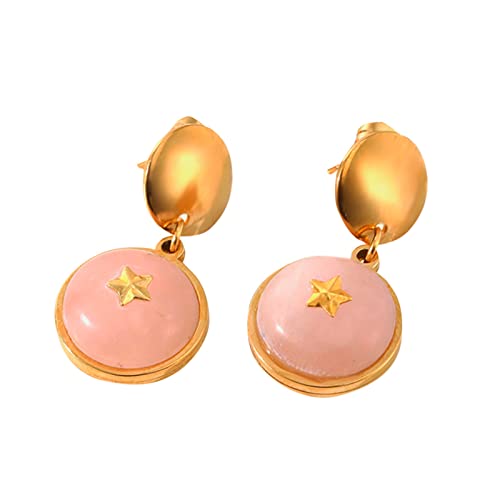 Modische Tropfen-Ohrringe for Damen und Mädchen, vergoldet, Kreis-Stern-Ohrringe, Kettenglieder-Ohrstecker von YPOSPDD