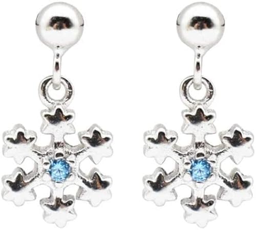 Ohrstecker-Ringe for Damen, Schneeflockenform, schicke, minimalistische Clips, weiblich, blauer Zirkon, Vintage-Charm-Nadelnadel, Party-Geschenk und Ohrstecker-Ringe von YPOSPDD