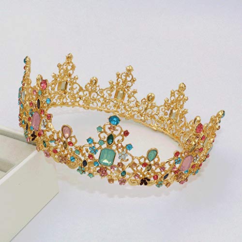 Royal Queen Crown bunte Gelee Kristall Strass Stein Hochzeit Tiara for Frauen Kostüm Braut Haarschmuck von YPOSPDD