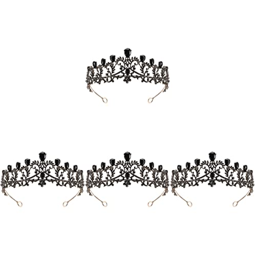 Schwarze Hochzeitsdekoration, 2 Stück, Barock-Gothic for Frauen, schwarze Kronen for Frauen, Braut-Kopfschmuck for Hochzeit for Frauen, Braut-Kopfschmuck (Color : Blackx2pcs, Size : 17x13cmx2pcs) von YPOSPDD